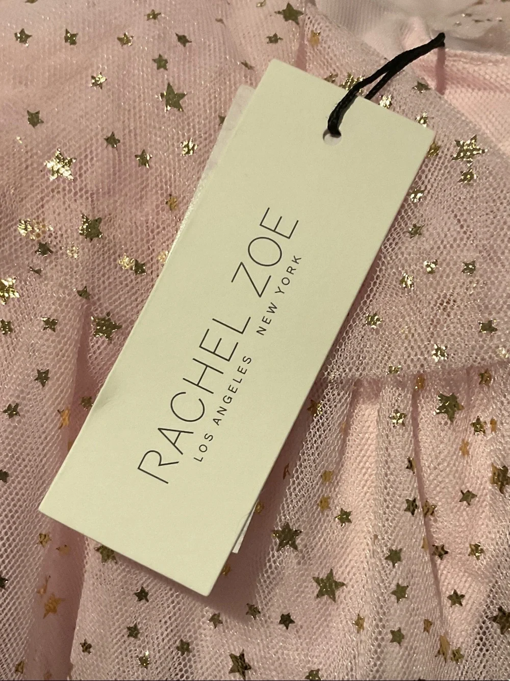 Rachel Zoe Pink Tiered Tulle Dress with Gold Star Accents